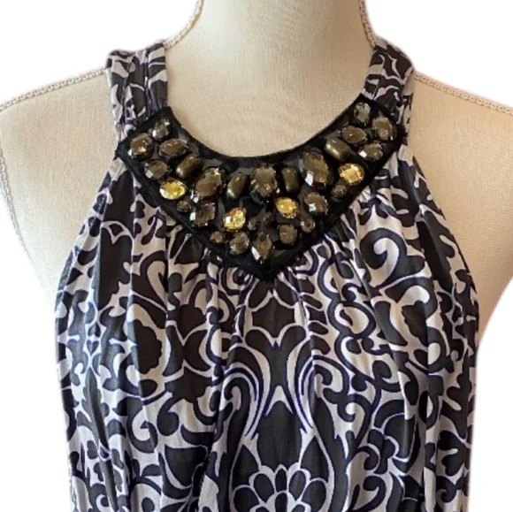 CACHE Y2K Women's Navy and White Halter Top - Picture 2 of 3